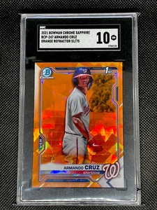 2021 Bowman Chrome Sapphire Edition Armando Cruz 1st Orange Refractor /75 SGC 10 - Picture 1 of 2