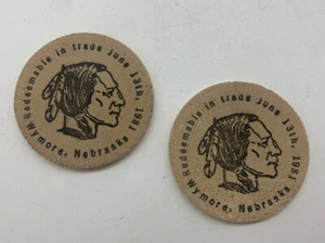 Holz Nickel Wymore Nebraska Centennial 1981 2 Vintage Token (a9) - Bild 1 von 3