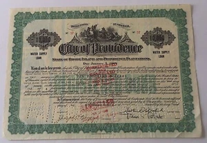 Certificado de préstamo de suministro de agua de la ciudad de Providence - Imagen 1 de 2