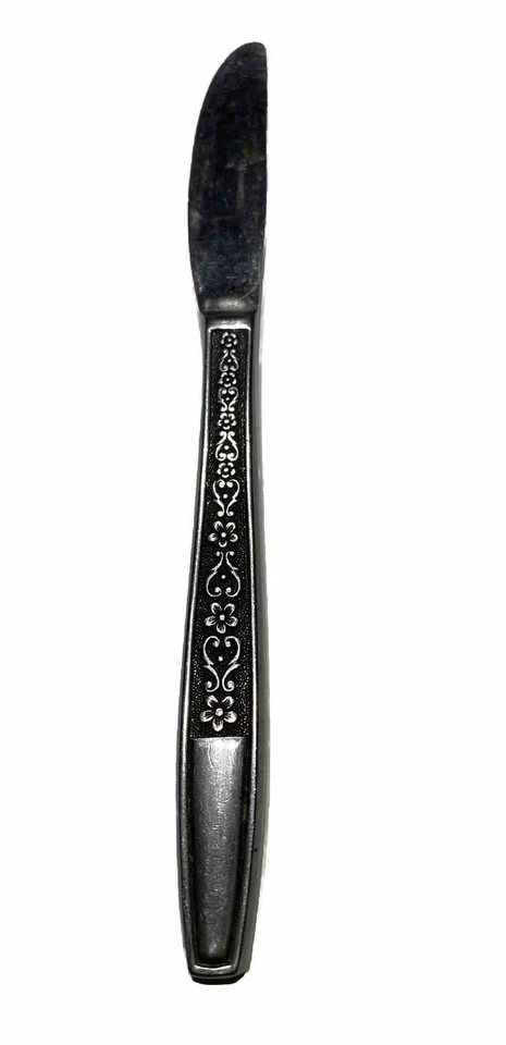 Cuchillo de mantequilla de cubiertos de acero inoxidable Imperial International remolino floral Japón IMI42 Foto 1 de 4
