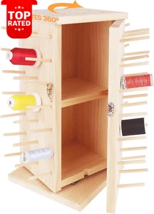 360° Rotating Wooden Thread Rack 93 Spools Organizer Sewing Quilting Embroidery - Picture 1 of 12