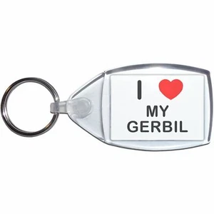My Gerbil I Love Heart Clear Plastic Key Ring (S, M or L) - Picture 1 of 8