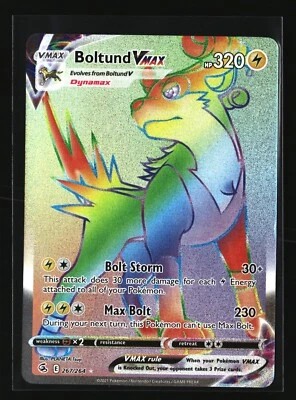Pokemon BOLTUND VMAX 267/264 Rainbow Secret Rare (Fusion Strike) NM/Near Mint - Image 1 of 2