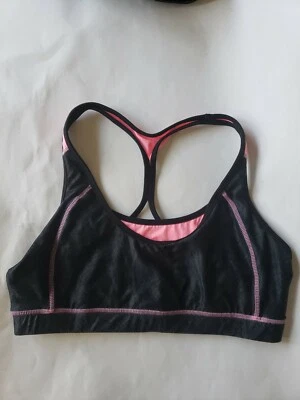 Sujetador deportivo AVIA Workout Top para mujer XL Reptil negro gris con acento rosa Racerbk Foto 1 de 4