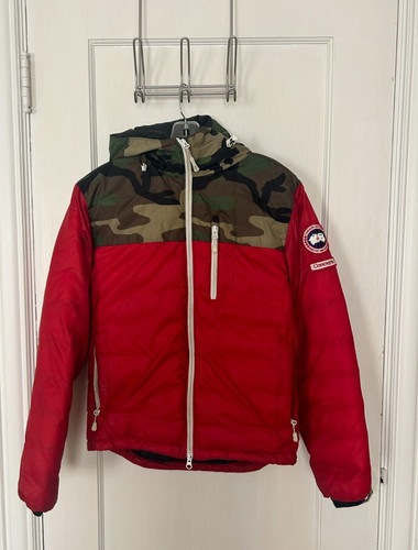 CANADA GOOSE CONCEPT LODGE FELPA CON CAPPUCCIO CERNIERA luce bassa rosso mimetico XS