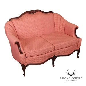 French Louis XV Style Mahogany Loveseat Settee - Picture 1 of 15