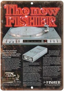 Fisher Micro Processor Turntable Ad Vintage Reproduction Metal Sign D117 - Picture 1 of 2