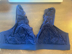 PINK by Victoria's Secret Plunge-Bralette mit Spitze dunkelblau LARGE *BRANDNEU* - Bild 1 von 4