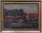 Hugo Valdemar Larsen: Harbor Scene Boats at Pier  1926/ Danish Impressionism Oil
