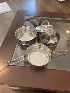 Vintage PNB / 3 Tier / Stainless Steel Lunch Box Food Container - Picture 1 of 7