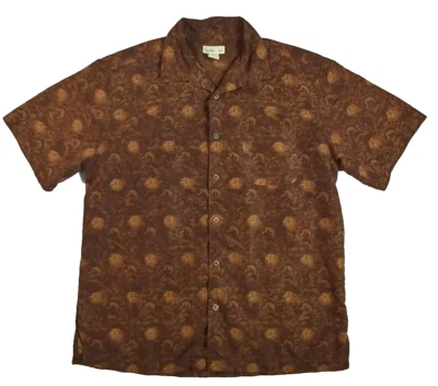 Trader Bay Printed Button Down Shirt Short Sleeve Mens Size XL Brown - Image 1 of 4