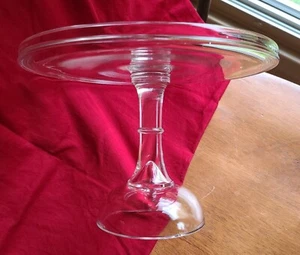 Antique EAPG Bakery Plain Glass Cake Stand Salver 7 1/2" Tall 10" Wide - Picture 1 of 5