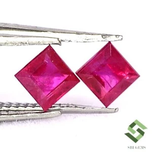 3.50x3.50 mm Certified Natural Ruby Square Cut Pair 0.93 CTS Loose Gemstones - Picture 1 of 6