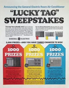 VINTAGE 1960s Print Ad ~ General Electric Room Air Conditioners ~ Sweepstakes - Picture 1 of 1