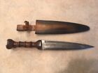 Large Damascus Dagger (hand sword) with hand sewn leather sheath 