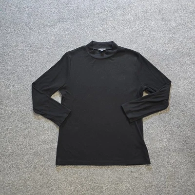 J Crew Top Mujer Talla Mediana Negro Acanalado Tejido Cuello Alto Capa Cápsula Informal Foto 1 de 4