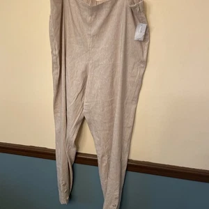 New J. Jill Linen Stretch Oatmeal Ankle Style Pants Size XLT With Ankle Buttons - Picture 1 of 5