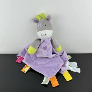 Taggies Purple Giraffe Baby Lovey Security Blanket Gray Rattle Plush Hearts Toy - Picture 1 of 5