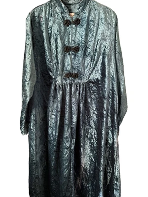 VTG Blue Crushed Velvet Robe Whimsigoth Dress Renaissance David Brown I MAGNIN - Image 1 of 4