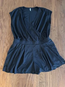 Pagliaccetto Halara nero scollo a V manica corta tasche laterali waffle casual taglia 1X - Foto 1 di 9