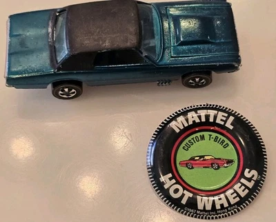 De colección 1967 Hot Wheels Redline Custom T-Bird Aqua CON Botón Thunderbird Bonito Foto 1 de 4