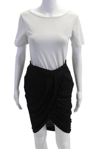 Alexander Wang Women Tulip Wrap Short Skirt Black Silk Blend Size 4 - Picture 1 of 5