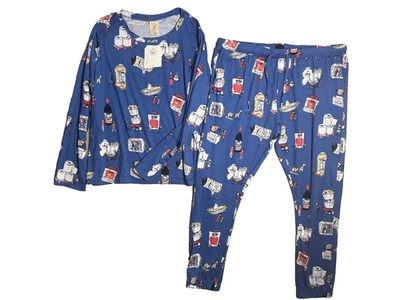 Costco Pijama Conjunto Dos Piezas XXL Azul Munki Jogger Pantalones Manga Larga NUEVO Foto 1 de 4