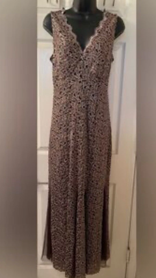 Vestido de noche caprichoso plisado floral dorado vintage de graduación / Talla: 2XL  Foto 1 de 4