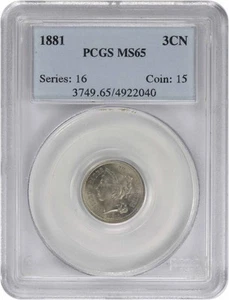 1881 Three Cent Nickel MS65 PCGS - Picture 1 of 4