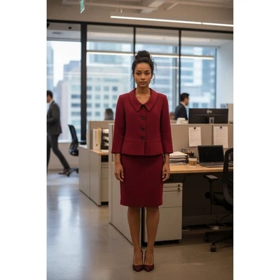 Tahari ASL Mujer Talla 8 Rojo Blazer Falda Traje Conjunto Forrado Manga 3/4 Trabajo Carrera Foto 1 de 4