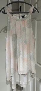Torrid Größe 4 Neckholder Mediallion Tanktop Hi-Low gefüttert neu ohne Etikett pink pfirsichgrau lang - Bild 1 von 6