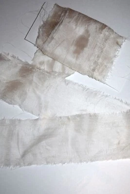 Silk Ribbon Yarn hand dyed off White shade 5 yards 1.5 inch wide - Image 1 of 3