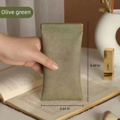 Gafas de lectura de cuero PU suave estuches impermeables gafas de sol almacenamiento de joyas Foto 1 de 4