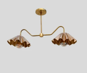 2 Light Elegant Ceiling Flushmount light Pendant Mid Century Modern Raw Brass - Picture 1 of 5