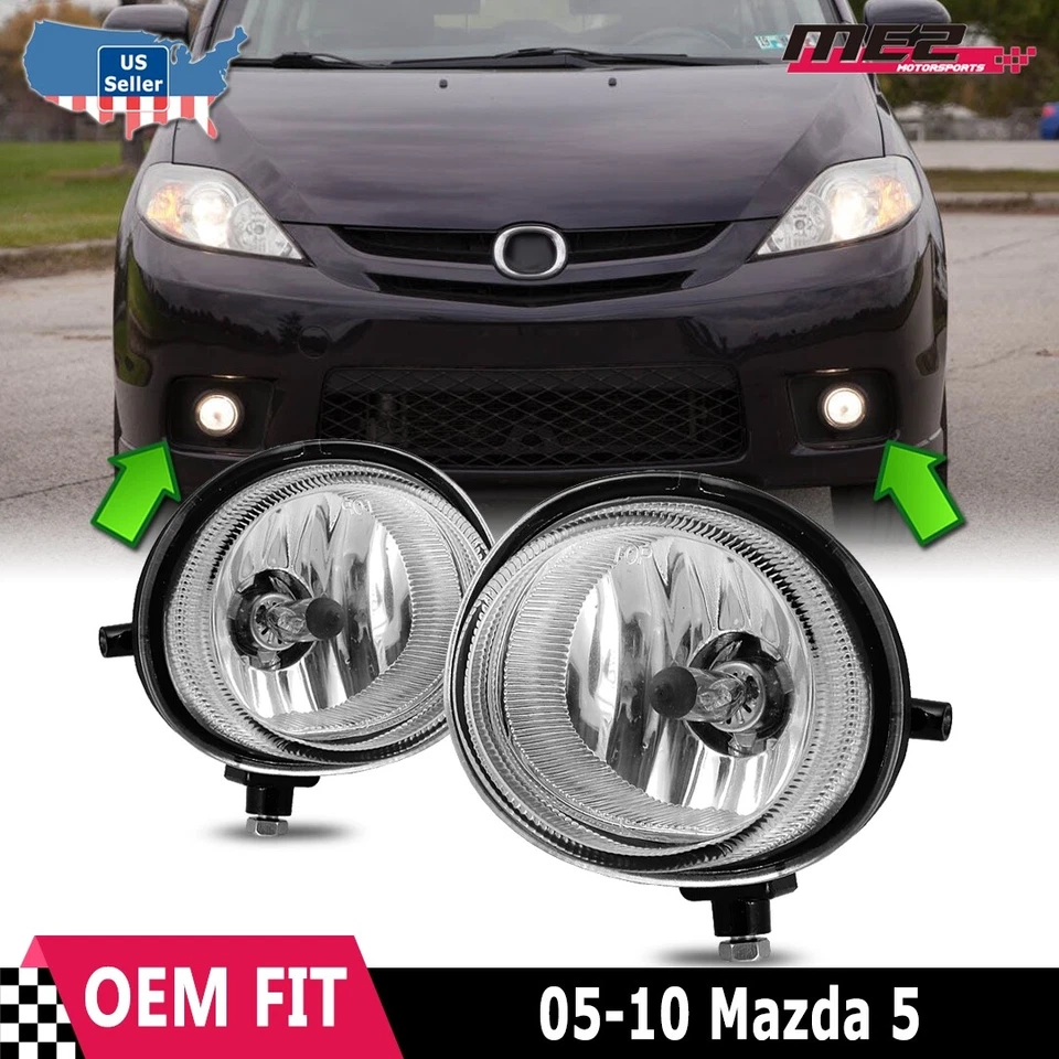Par de luces antiniebla para parachoques transparentes Mazda 5 2005-2010 14-16 MAZDA 3 bombillas Foto 1 de 4