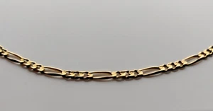 9ct Yellow Gold Chain Necklace Figaro Chain Type 46cm Long - Picture 1 of 12