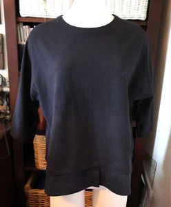 Lululemon Manga 3/4 L Mujer Negro Pullover Cuello Redondo Camisa Grande Cuadrada LK - Imagen 1 de 5