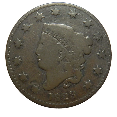 Large cent/penny 1823 Newcomb 2 perfect date original Cover