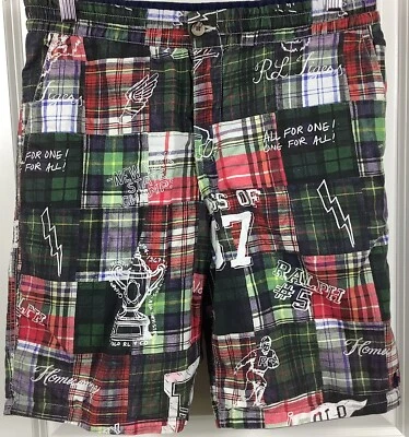 Polo Ralph Lauren Boys Shorts Size 18 REVERSIBLE Patchwork Navy - Image 1 of 4