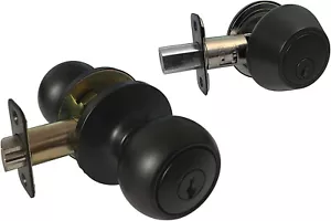 Eingang Eingang mit Riegel schwarz Türschloss Schlösser Knopf Rundknöpfe verschlüsselt - Bild 1 von 5