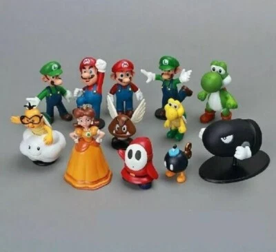 BANDAI Super Mario Figuren 18 Stück Set - 6cm Action PVC / Luigi Peach Toad Donkey Kong