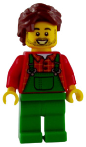 Lego Bauer Latzhose in grün kariertes Hemd rot Minifigur City cty1227 Figur Neu