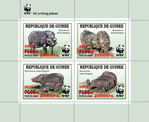 Wild Boar WWF Red Foil Overprint MNH Stamps 2019 Guinea M/S - Picture 1 of 1