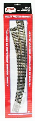 HO Scale Atlas 595 Code 83 Curved Left-Hand Turnout - Image 1 of 2