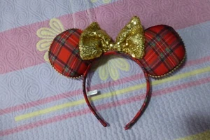 Diadema orejas Minnie parques de vacaciones tartán rojo - Imagen 1 de 3
