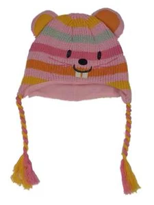 Girls Pink & Orange Stripe Munchkin Mouse Peruvian Style Critter Trapper Hat - Picture 1 of 1