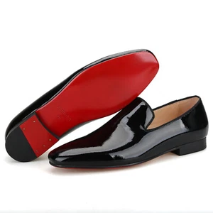 FERUCCI Negro Liso Patente Cuero Pantuflas Mocasines Boda Baile de graduación Zapatos - Imagen 1 de 10