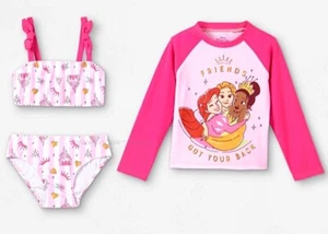 Disney Princess Little Mermaid Ariel Swimsuit Rash Guard Toddler Girls Size 2- 5 - Picture 1 of 2