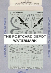 1/48 SuperScale Decals F-18A Hornet Low Vis VFA-136 VFA-137 USN Strike 48-333 - Picture 1 of 1