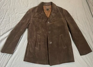 J.Crew Men’s Heavy Suede Large Brown Leather Coat - Picture 1 of 14